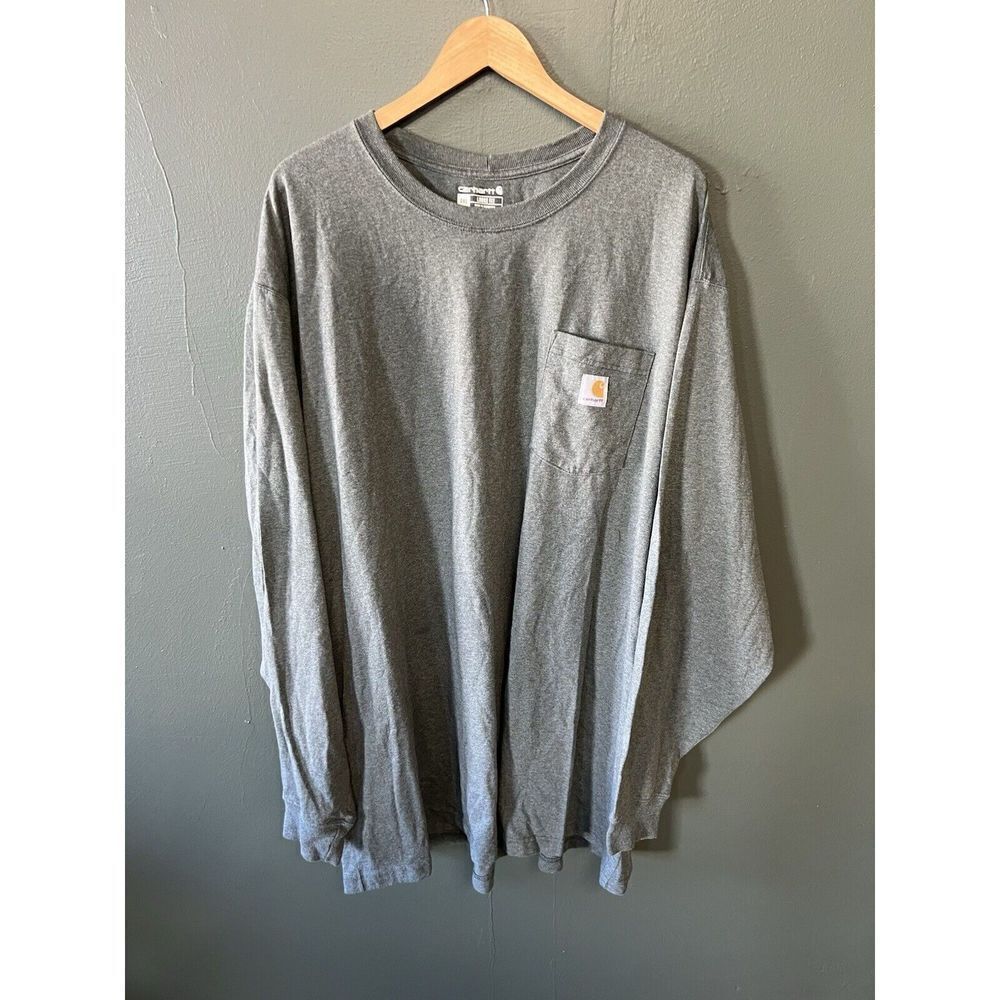 Carhartt Mens Green Long Sleeve Single Pocket T-shirt Size 4XL Loose Fit